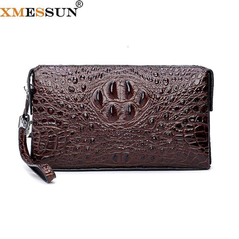 XMESSUN New Fashion Design Crocodile Pattern Clutch Cowhide Genuine Leather Envelope Bag Coin Purse INS K345