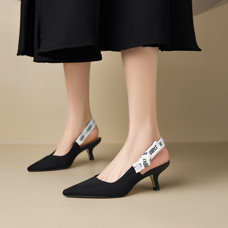 2025 New Women Dress Shoes Fashion Simple Design High heels Gentle Style Versatile Stylish Pointed Toe Solid Black Free shipping Hot