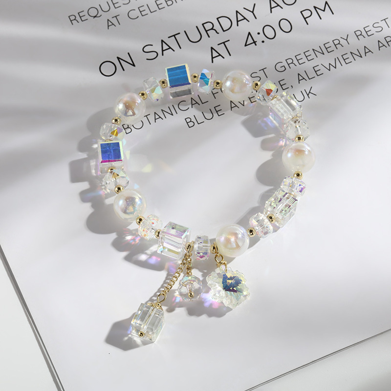 Crystal best friend design sense, star shining pearl transparent crystal bracelet