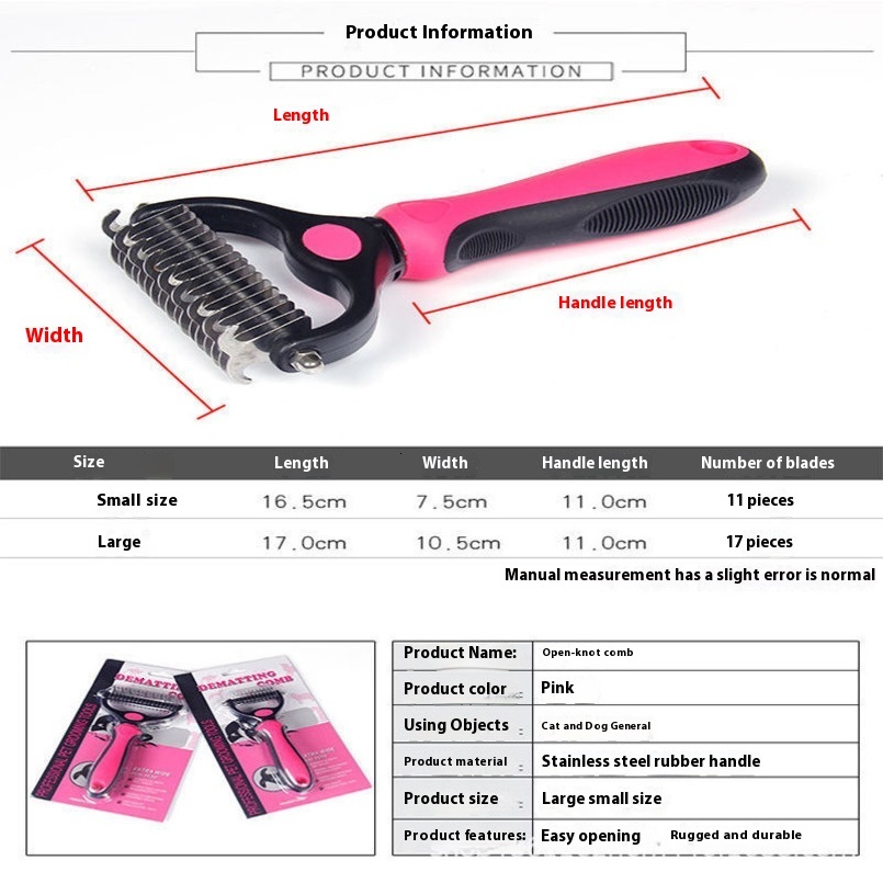 Pet Grooming Knot Remover Double-Sided Brush Dog Magic Hair Comb Cat Grooming Supplies