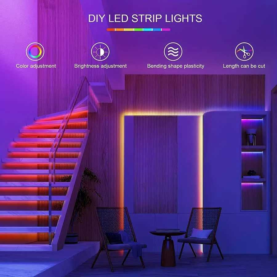 5m LED light strip Bluetooth APP control remote USB plug RGB light strip for TV backlight party festival room decoration W250526