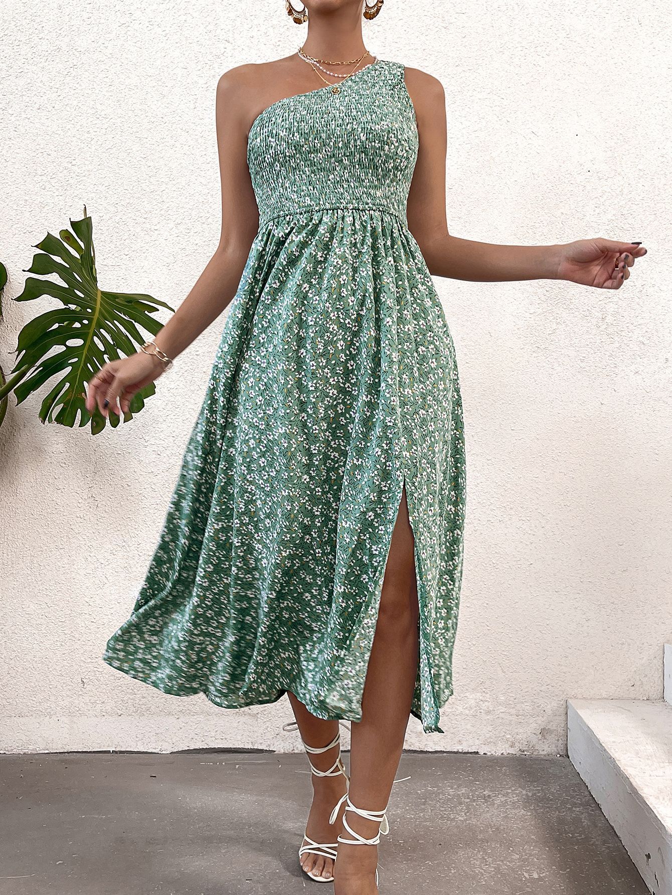 Womens dress with a niche design style one shoulder elegant temperament long skirt