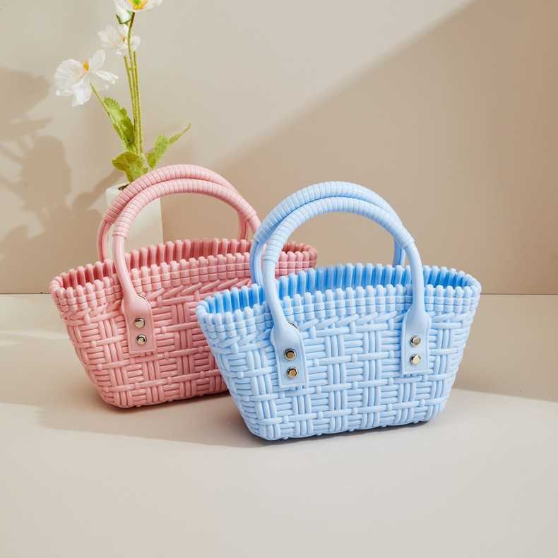 Pvc Jelly Bag Fashion and Versatile Woven Vegetable Basket Durable and Easy to Wash Summer Womens Handbag