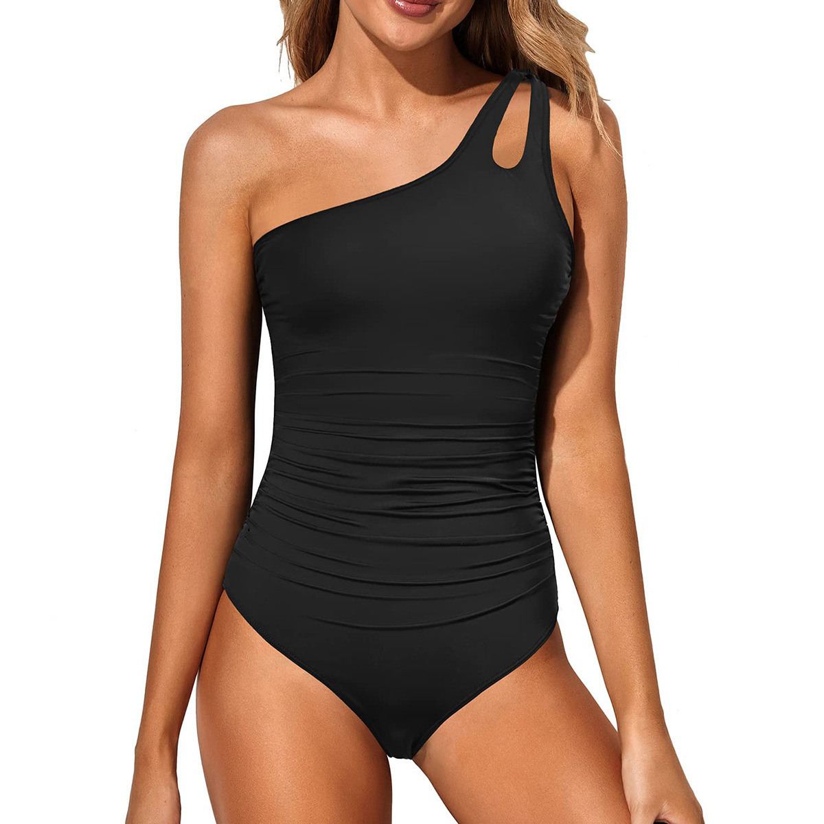 Outdoor Fashion Trend Free Shipping 2025 New Designer Slanted Shoulder Hollow Conservative Leopard Print One-piece Swimsuit