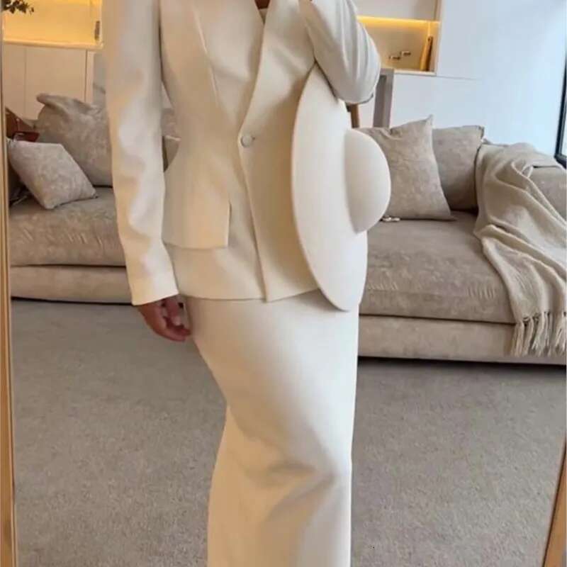 Two Piece Set For Women 2024 Elegant Buttons Short Jacket Hip Package Long Skirts Autumn Urban Female New In Matching Sets