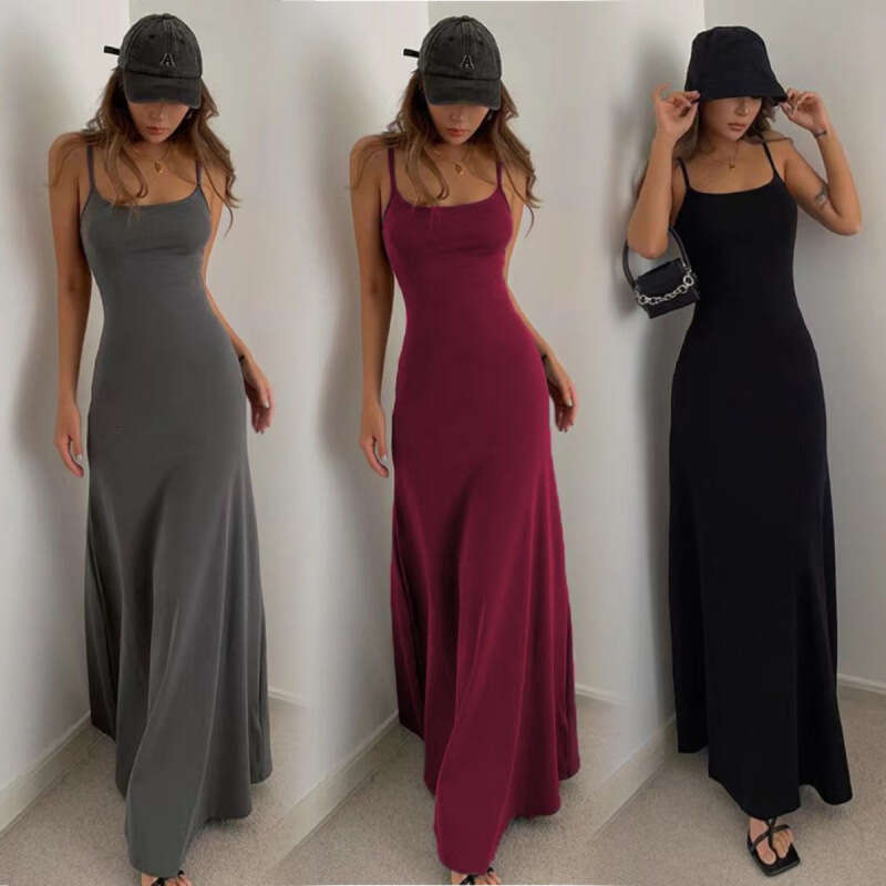 Backless Sexy Dress High Waist Slimming Strap For Women Summer New Sleeveless Casual A Line Above Knee Long Dress Sexy Flowy Dresses