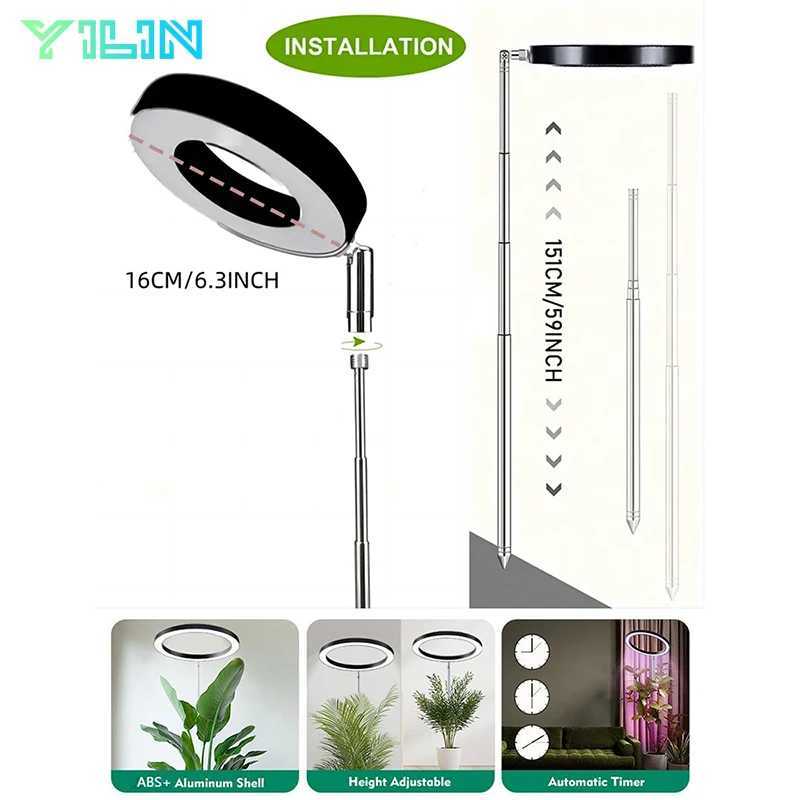 16cm/6.3inch LED Plant Grow Light Full Spectrum Growing Lamp Adjustable Height With 3-9-12 Auto On/Off Timer For Indoor PlantsXJ250526
