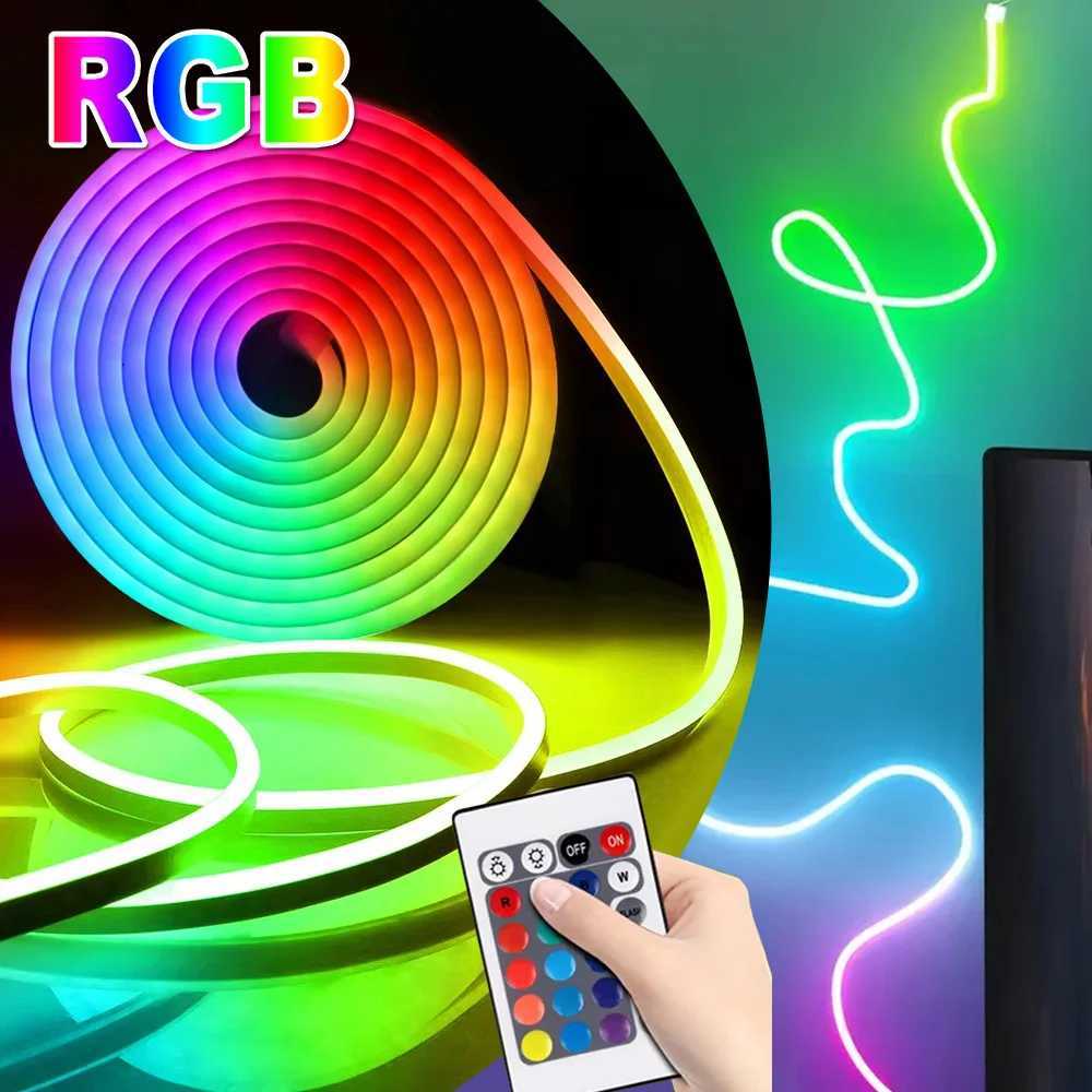 3M/5M RGB Remote Control LED Neon USB Flexible Waterproof Neon Light Strip for Home Party Neon Decorative Lighting W250526