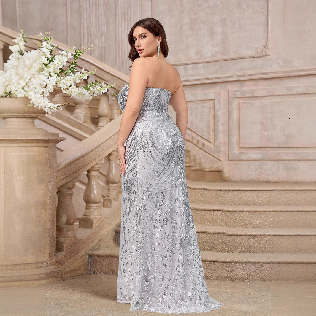 autumn and winter new womens sexy strapless sleeveless dress long skirt slim fit