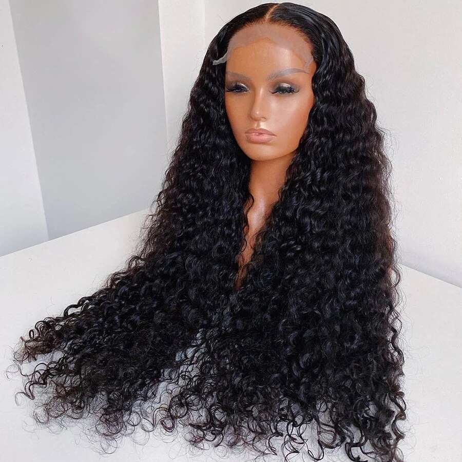 Soft 26Inch Long 180Density Kinky Curly Natural Black Deep Lace Front Wig For Women With Babyhair Glueless Preplucked Daily
