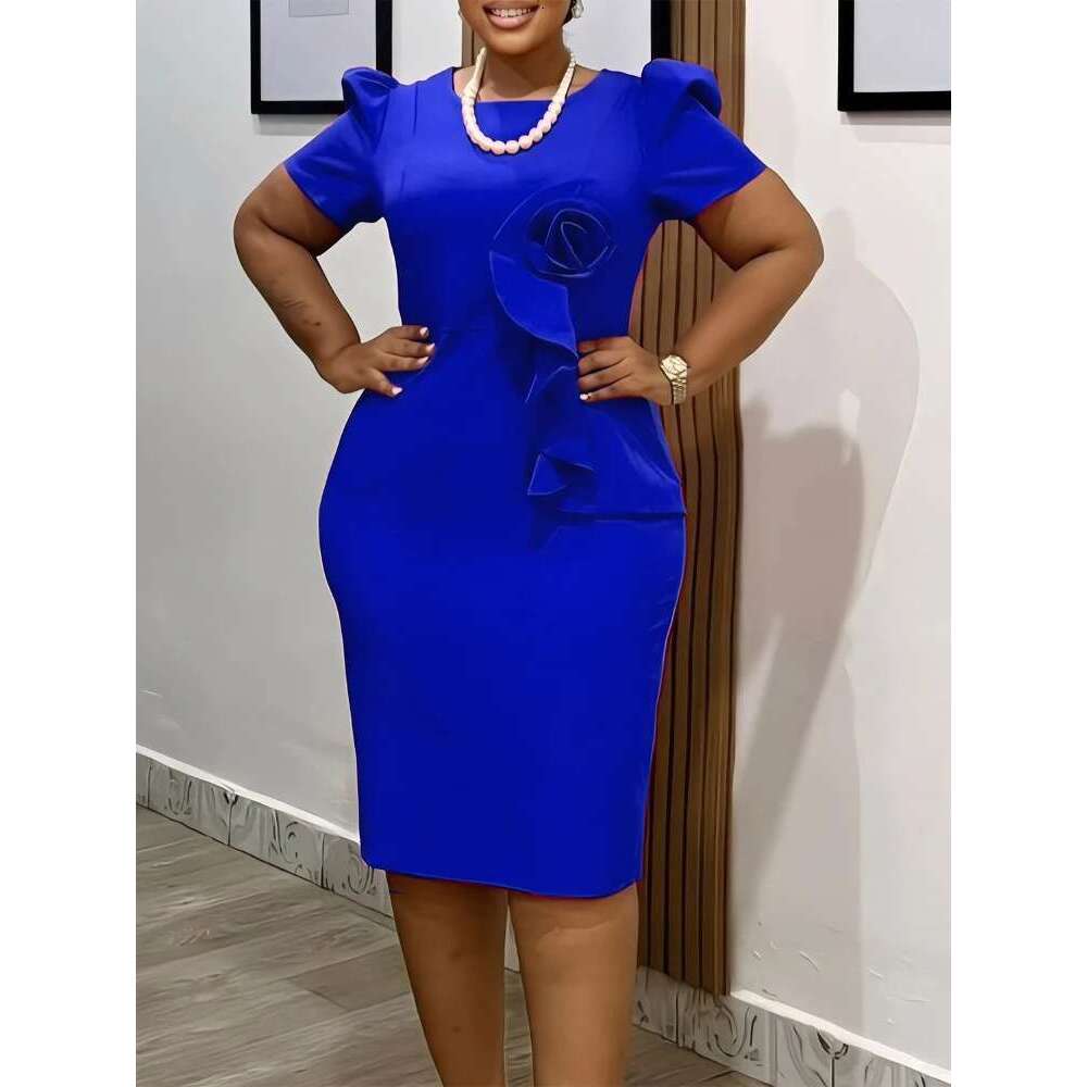 Summer Wedding Guest 2025 Elegant Fitted Short Sleeve Sheath Dress for Women Modern Style