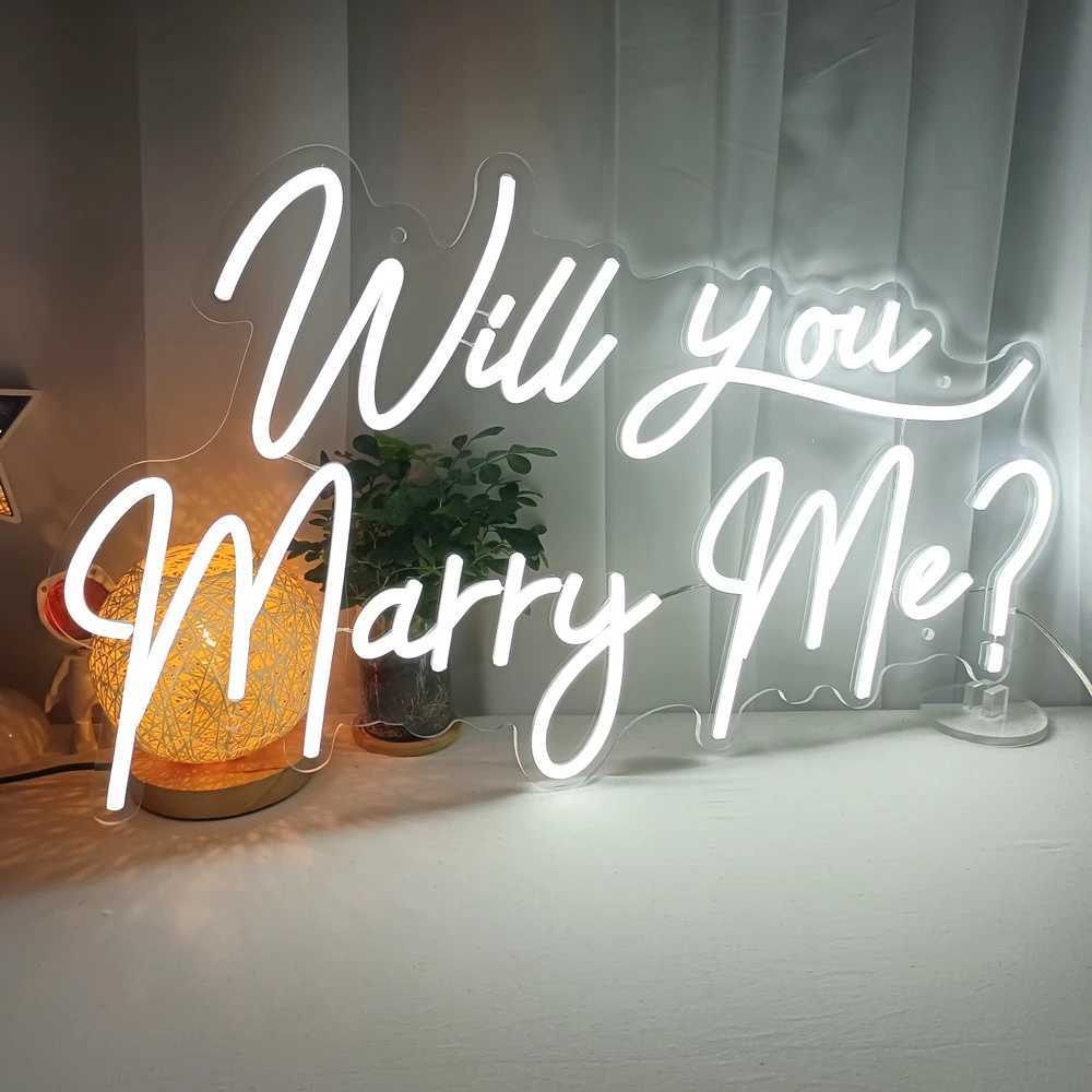 Will You Marry Me Neon Sign for Wedding Decorations 26.7 inches Large Marry Me Sign for Proposal Party Romantic LED Sign Light W250526