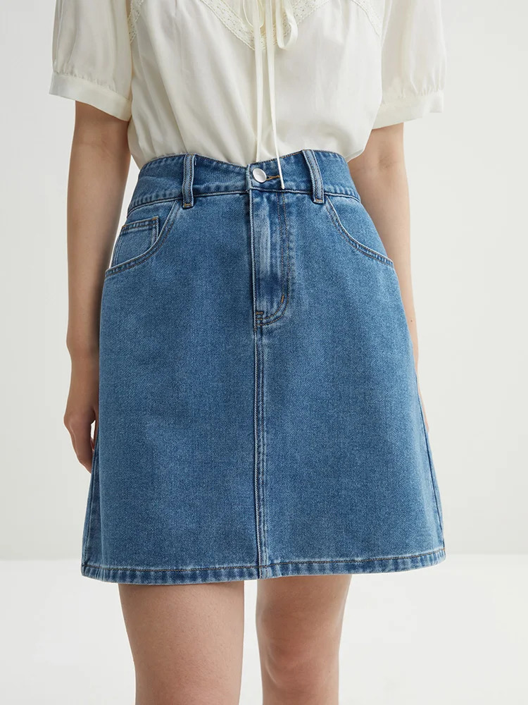 DUSHU Three Colors Simple Style High Waist Denim Skirt for Women Daily Allmatch 2024 Summer ALine Female 24DS82014 250516Z