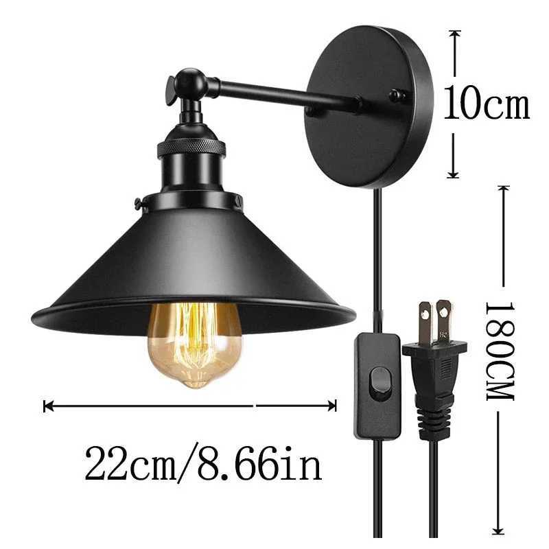 Bedroom Room Decor Lamps for Living Room Plug 1.8m Cable Black Industrial Light Retro Wall Decor Aisle LuminaireXJ250526