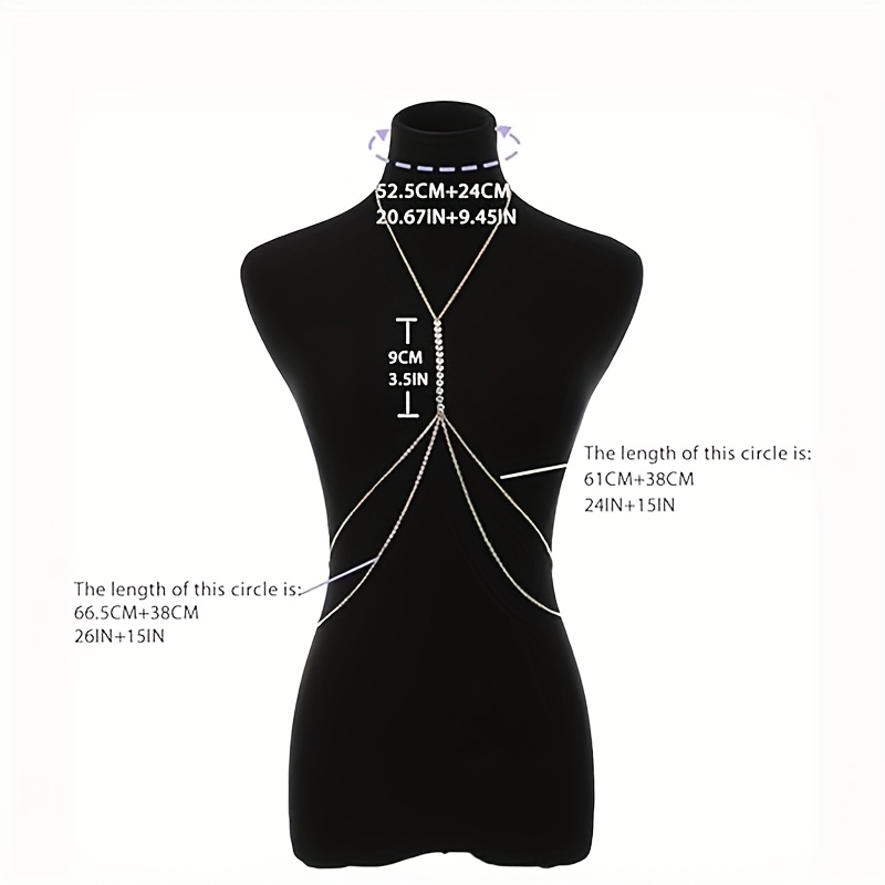 VOBIPY Simple Chest Chain Jewellery Harness Rhinestone Bra Bikini for Women Belly Waist Chain Body Sexy Lingerie Luxury Top Gift