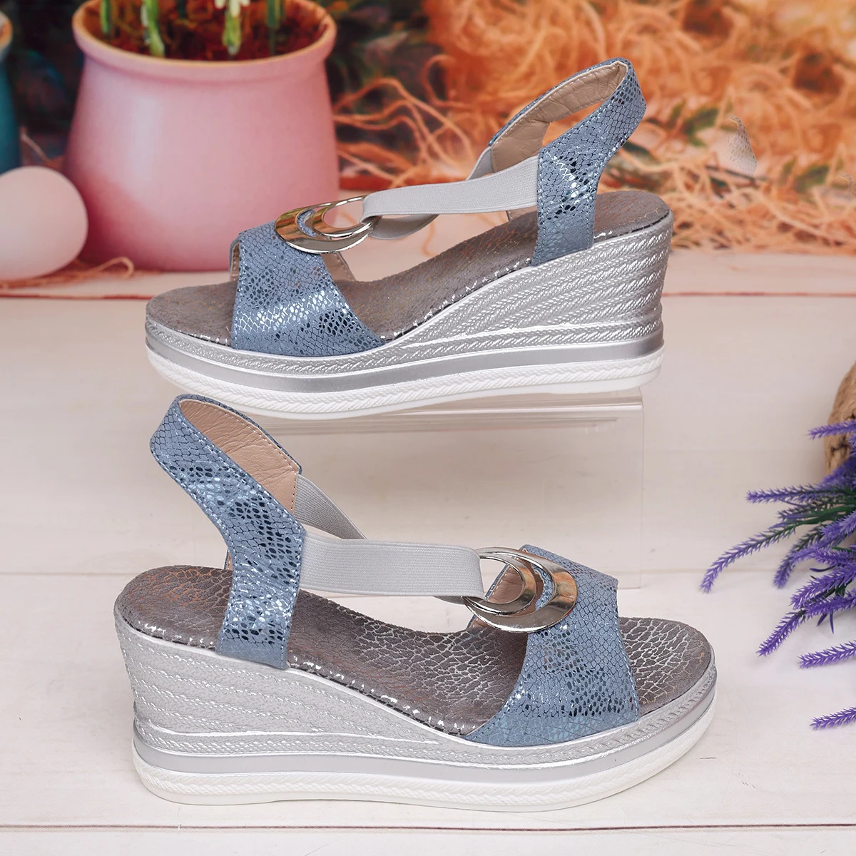 Womens Wedges Sandals Summer Snake Print Platform Gladiator Shoes Woman Comfort Casual Med High Heels Sandals 250526