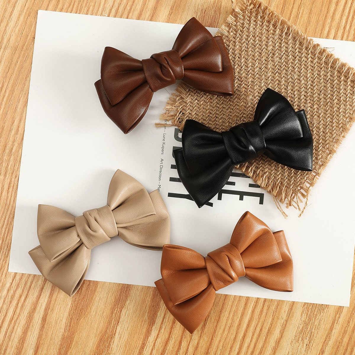 PU leather double bow hair accessories to unlock versatile fashion styling