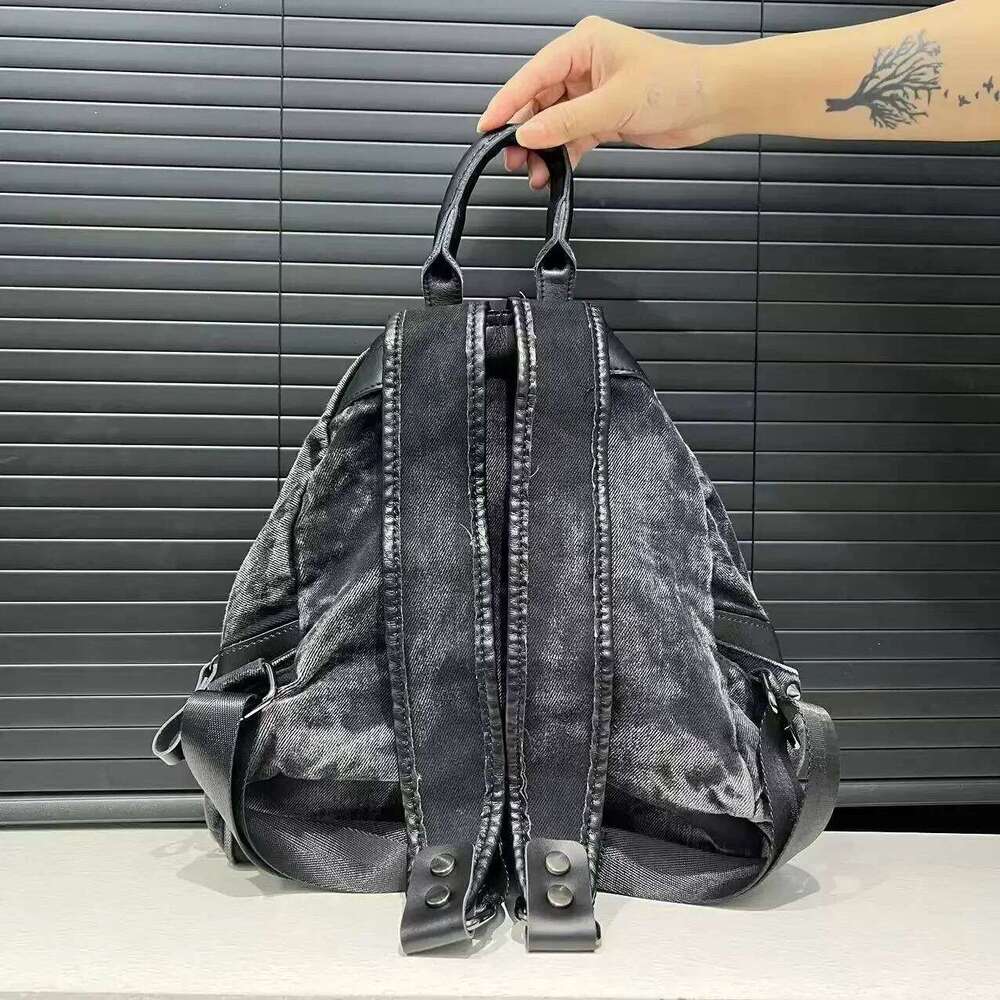 Women's Bags Designer Women's Fashion Steampunk Denim Backpack Large Capacity Rivet Chain Shoulder Handbag