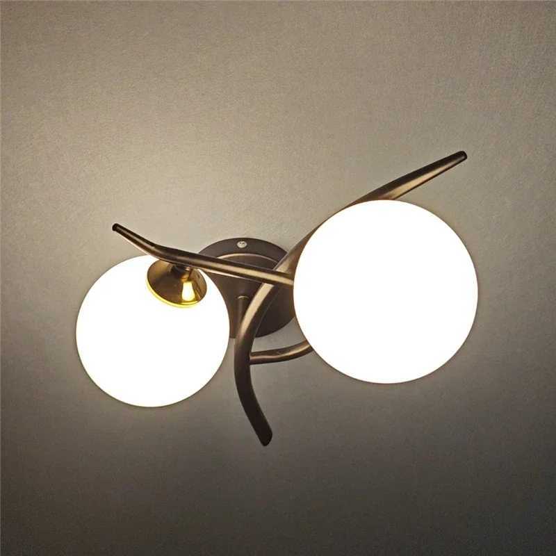 Nordic Modern Iron Wall Lamps LED Bedroom Bed Lamp Learning Corridor Room Indoor Wall Lights Glass Ball Decor Light Fixtures G9XJ250526