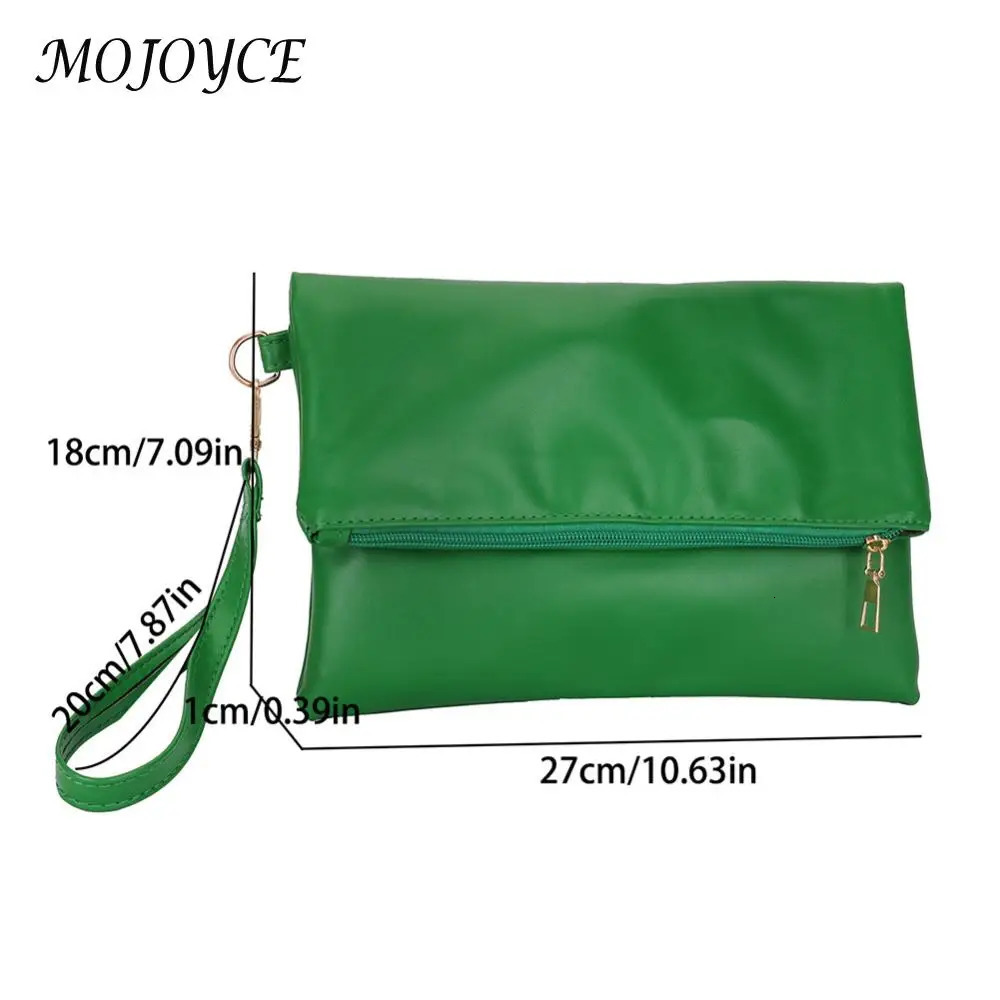 Women Envelope Clutch Bag Solid Color PU Leather Bag Folding Handbag Zipper Closure Casual Style Commuting Bag Daily Bag 250526
