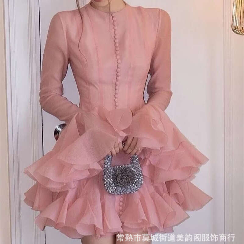 Backless Sexy Dress UC ZA Women S Fashion Niche Design Round Neck Flare Sleeve Elegant Waist Dress Sexy Flowy Dresses