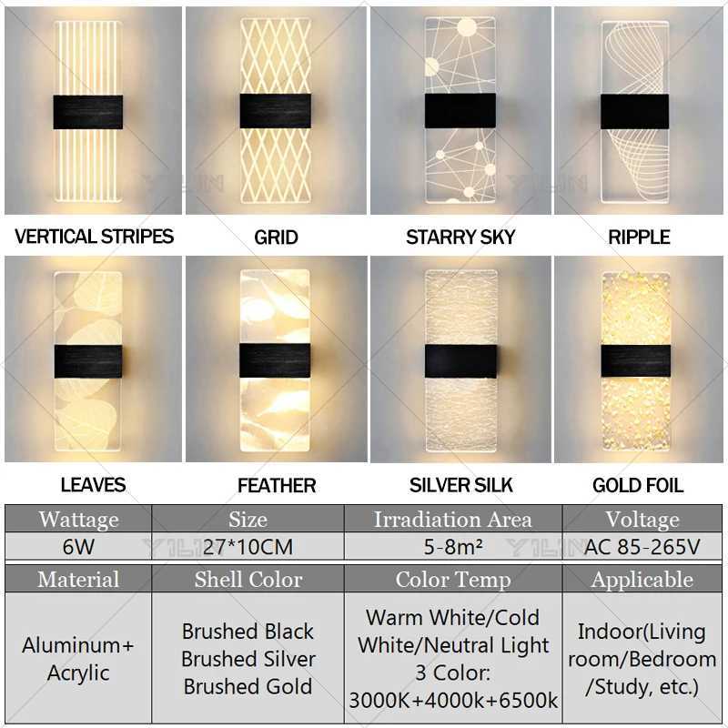 Indoor Acrylic Wall Lamp 6W Modern LED Wall Light Nordic Sconce Lamps Balcony Aisle Bedside Lights For Home Decoration AC85-265VXJ250526
