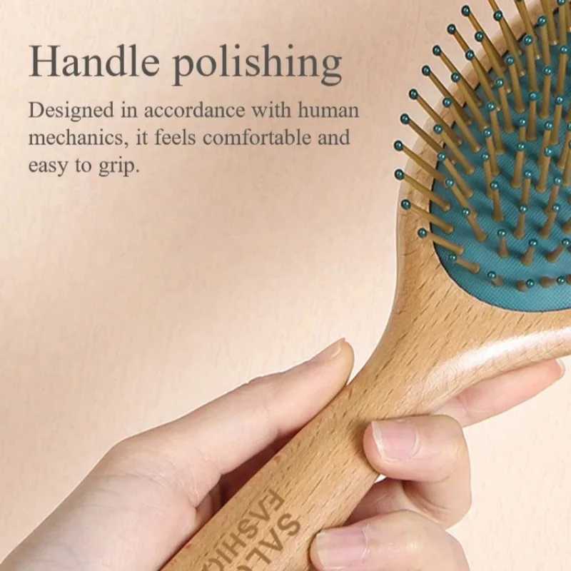 High Quality Wood Comb Professional Healthy Paddle Cushion Hair Loss Massage Brush Hairbrush Comb Scalp Hair Care Healthy Comb R250526