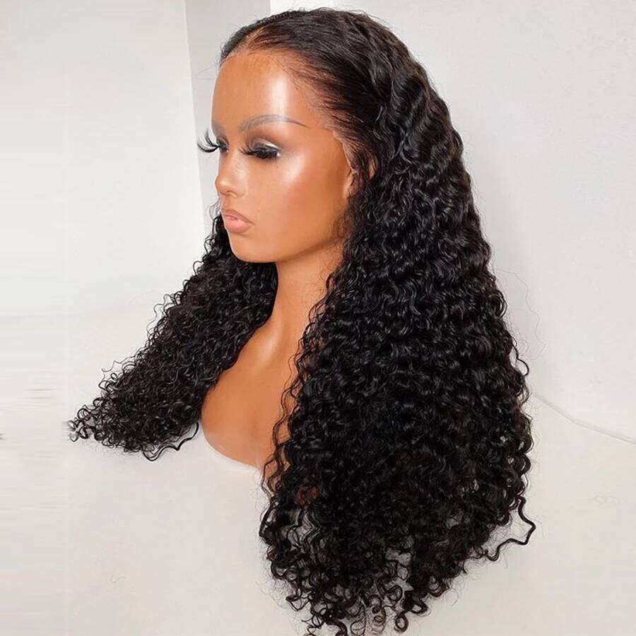 Soft 26Inch Long 180Density Kinky Curly Natural Black Deep Lace Front Wig For Women With Babyhair Glueless Preplucked Daily