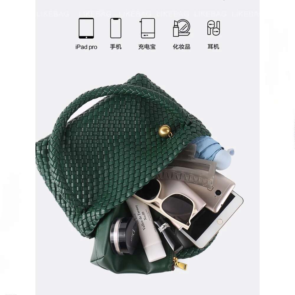 ZR DIARY Fashion Woven Women PU Leather Single Shoulder Retro Golden Bead Decor Hand Carry s Bag BZ bag