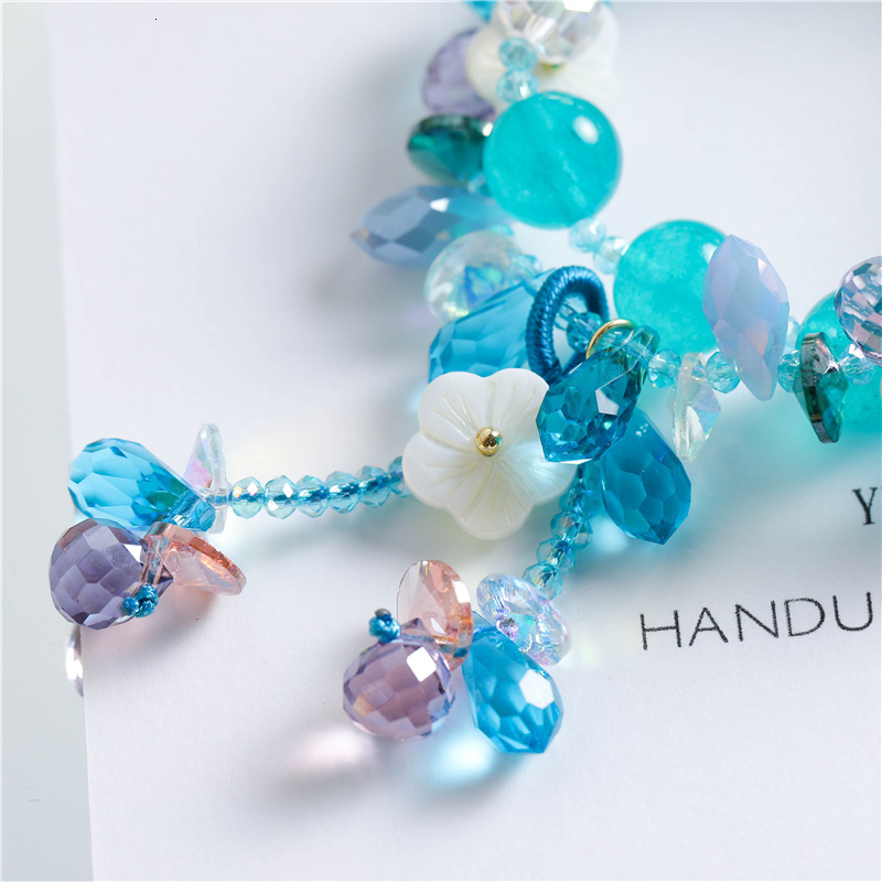 New pearl crystal women's temperament bracelet, fashionable geometric pendant, adjustable elasticity, shell electroplating bracelet