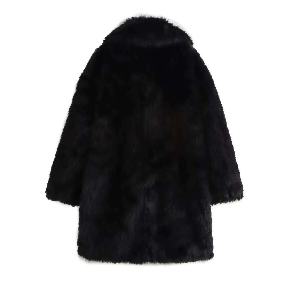 2024 Autumn New Women's Clothing Style Fashionable and Versatile Flip Collar Long Sleeve Artificial Fur Effect Coat