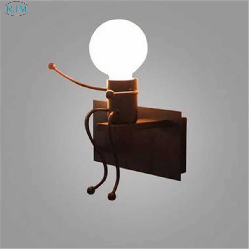 Nordic Modern Simple Creative Cartoon Children Iron Wall Lamps for Living Room Bedroom Bedside Hallway Indoor Lighting DecorXJ250526