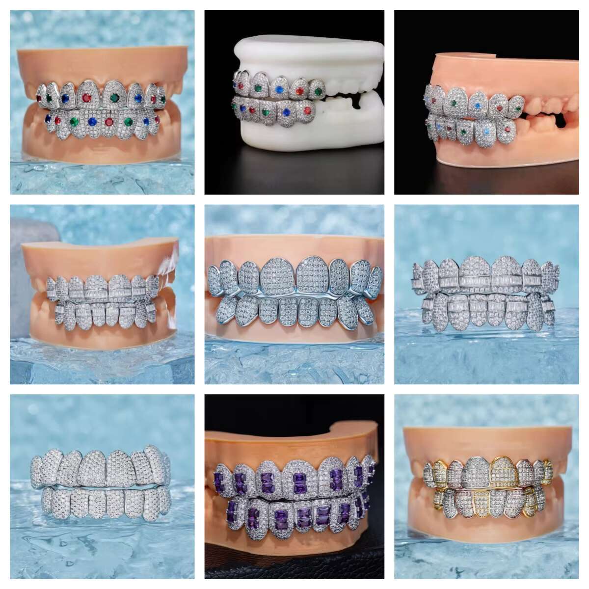 Custom 925 Silver 14k 18k Real Gold Grillz Lab Grown Diamond HPHT Vvs Moissanite Natural Diamond Hip Hop Iced Out Men Grillz