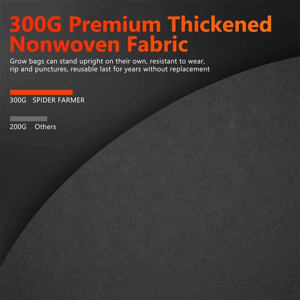 Spider Farmer 5 Gallon / 11 Gallon 5 Pack Grow Bags Garden Aeration Plant Fabric Handle Pots For Indoor Seedling Flower HomeXJ250526