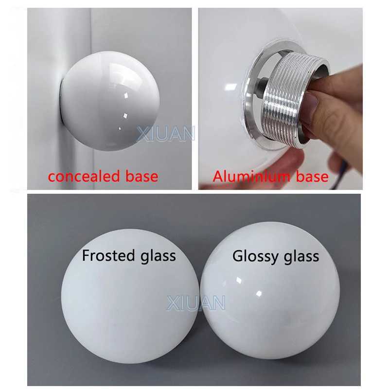 Glass Ball Lamp Modern Milky White Glass Wall Lamps for Bedroom Living Room Sofa Background Concealed Base Bathroom Wall LightXJ250526