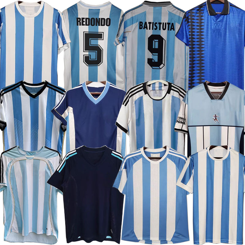 Argentina 2006 1978 1986 Retro classic Soccer jersey Maradona 1994 1996 1998 2000 2001 10 14 18 21 22 23 Kempes Batistuta Riquelme HIGUAIN KUN AGUERO CANIGGIA AIMAR