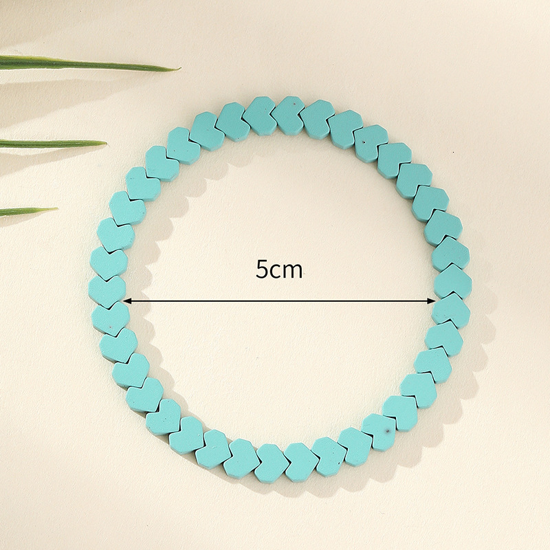 New product collarbone chain bracelet, blue turquoise heart bead necklace