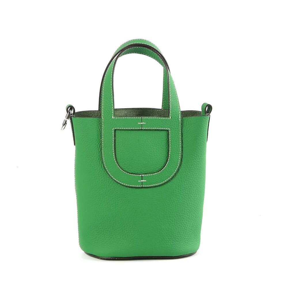 2024 New Export Women's Nose 18Cm Basket Bag Half Handmade Togo Top Layer Cow Leather Handbag Fashionable