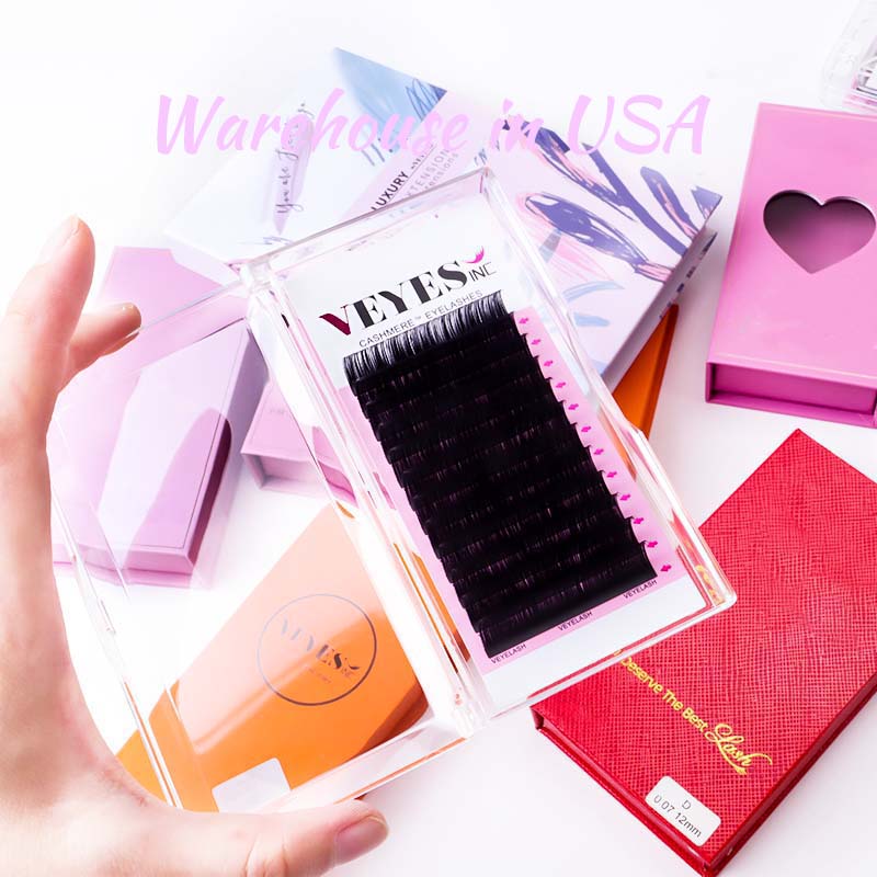 VEYES professional private label Black Mink silk Lashes supplies lash tray individual premium cashmere eyelash extensions