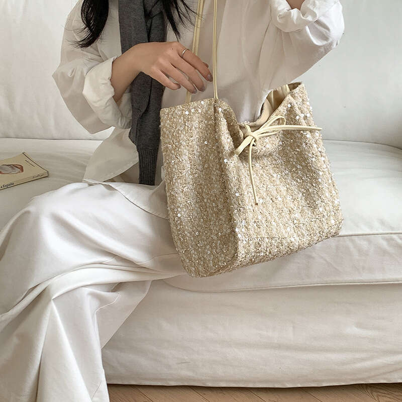 2025 New Niche Design Bling Sequin Shoulder Large Capacity Versatile Women's Fashion Tote Bag