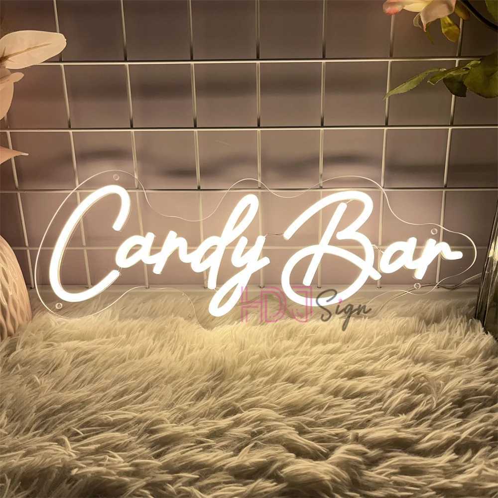 LED Neon Sign Candy Bar Neon Light Sign Wall Decoration for Candy Store Room Party Decor Kids Birthday Gift Night Neon Lights W250526