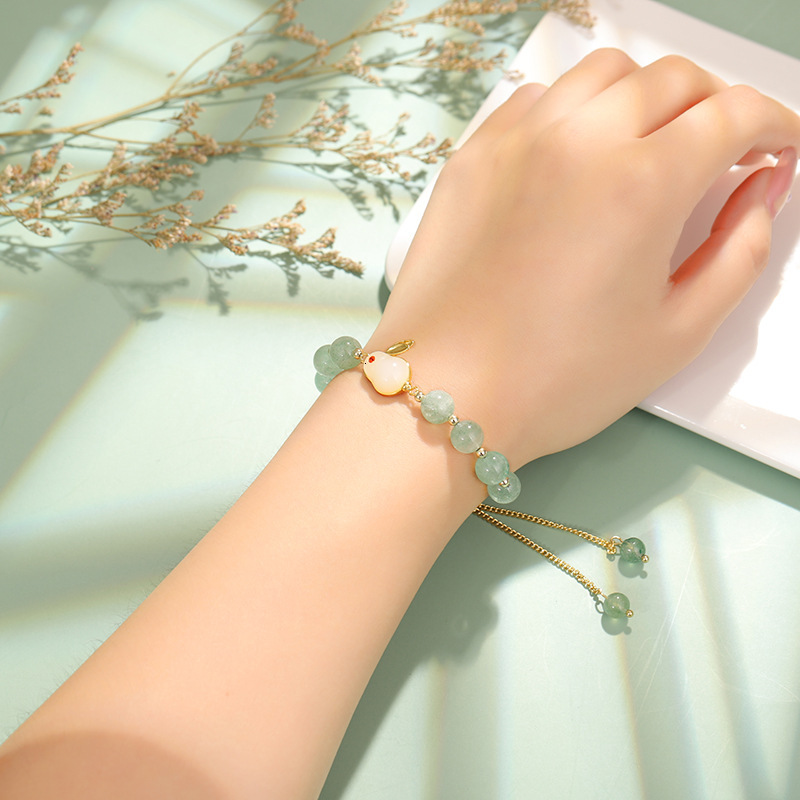 New Year of the Charm Mid-Autumn Festival Jade Rabbit Bracelet Light High grade Hand String Handwear