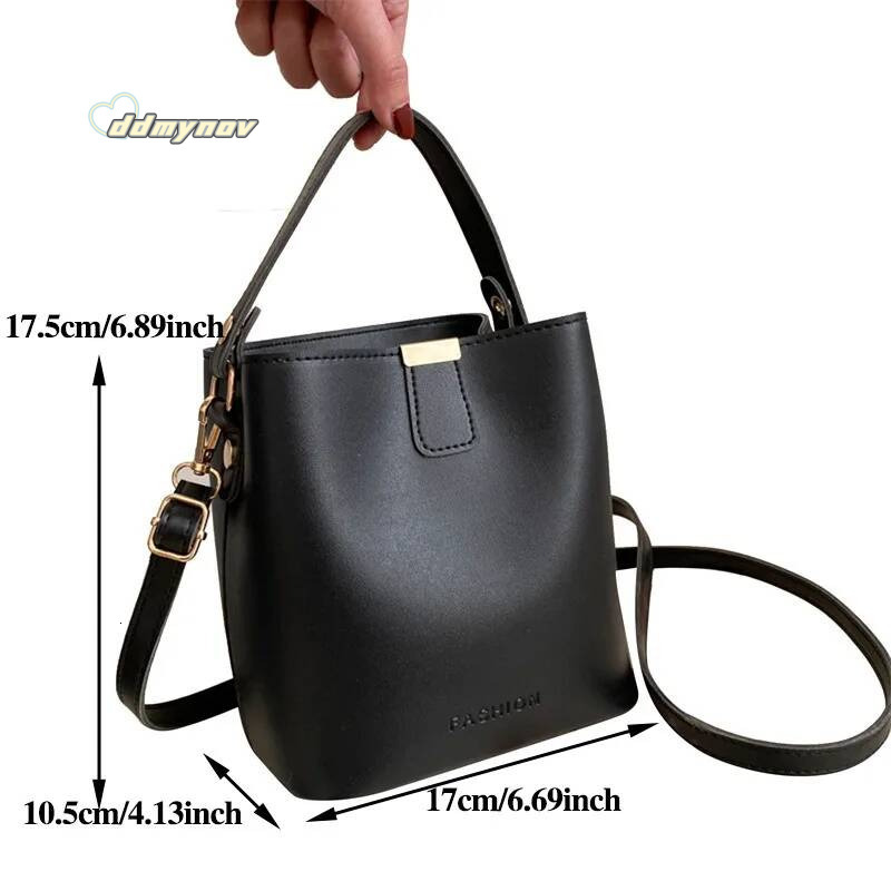 Women Bucket Shoulder Crossbody Handbag Fashion Simplicity High-capacity Ladies PU Leather Bag Female Handbags 2024 New ddmynov