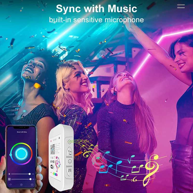RGB LED Strip Lights 5050 Smart WiFi Kontrol Yapkan LED Band RGB 220V Yatak Odas Duvar Dekorasyon Iklar iin W250526