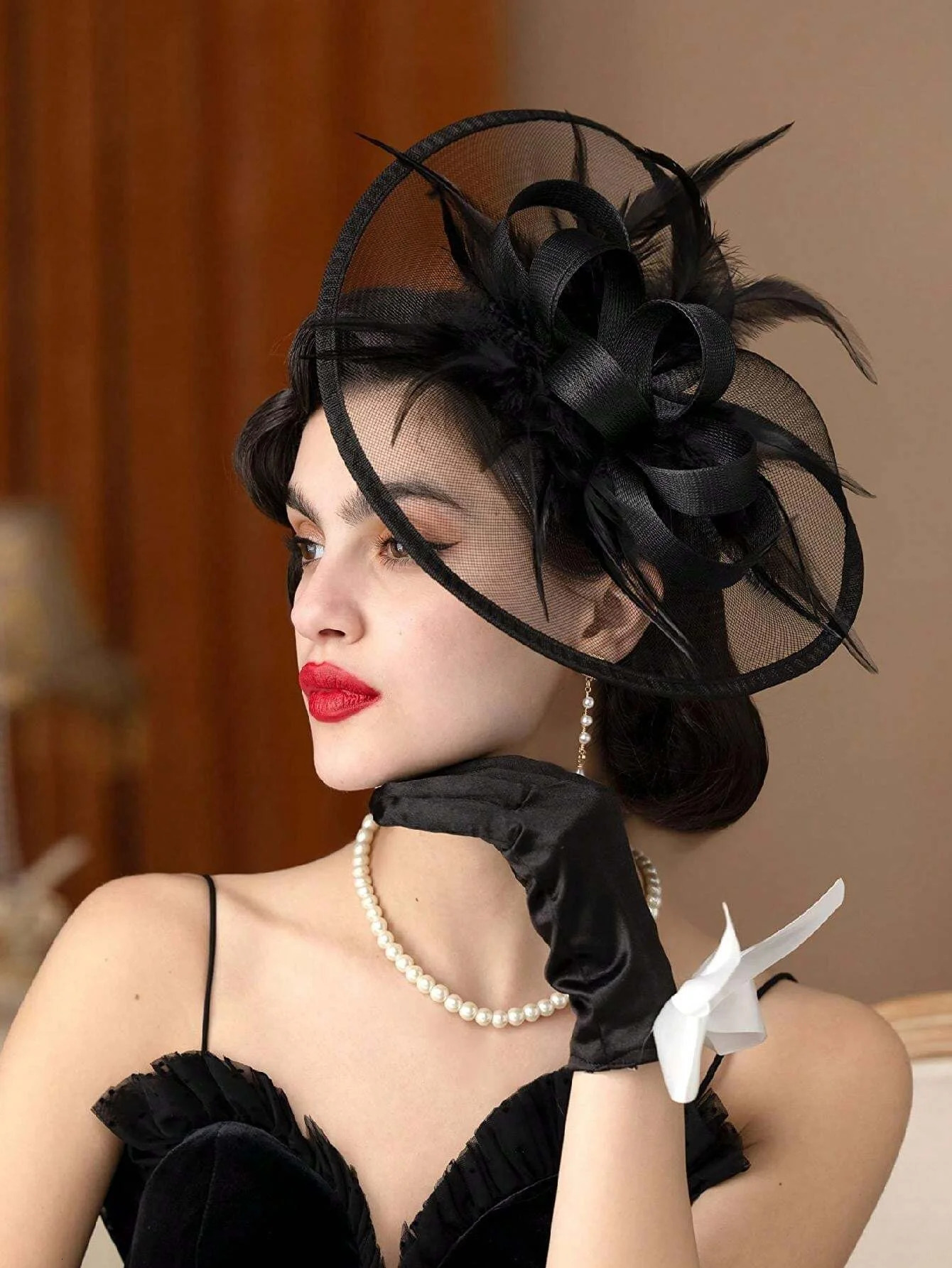 1pc Womens Fascinators Tea Party Hat Mesh Floral Feather Hair Clip Fascinator Headwear For Wedding Cocktail 250520