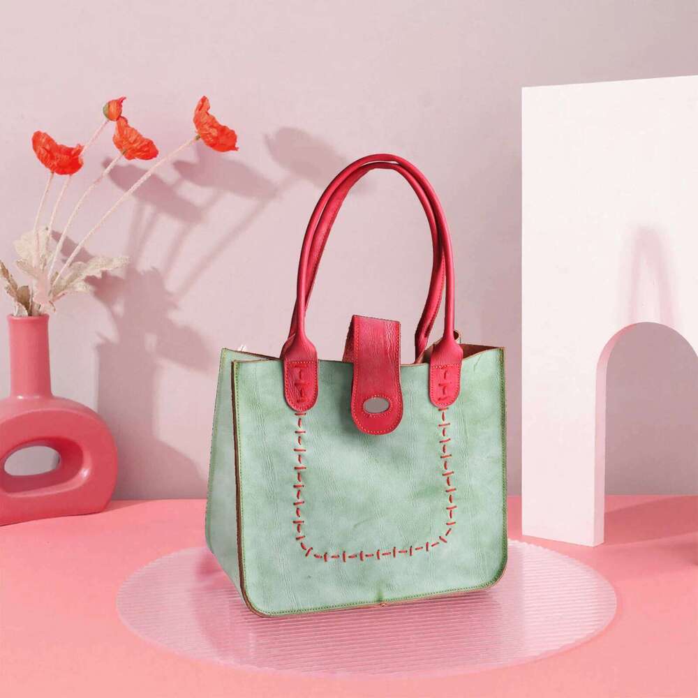 Women's Bags Designer Brand Genuine Leather Handsewn Solid Color Minimalist Handbag