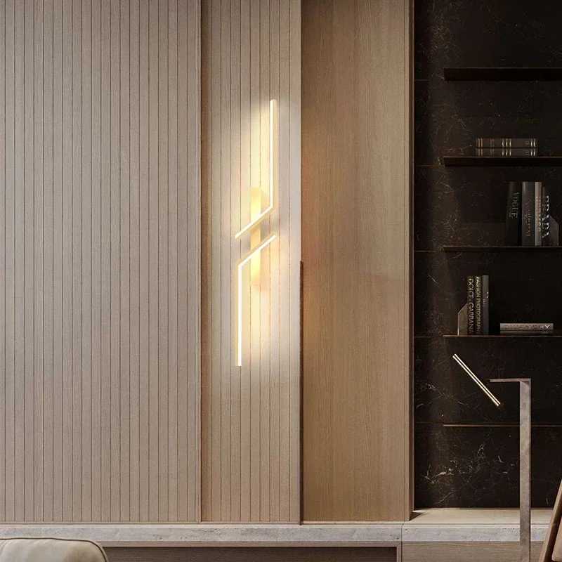 Gold Wall Lamp Minimalist Bedroom Modern Creative LED Bedside Wall Sconce LED Lights Living Room TV Sofa Background Wall LampXJ250526