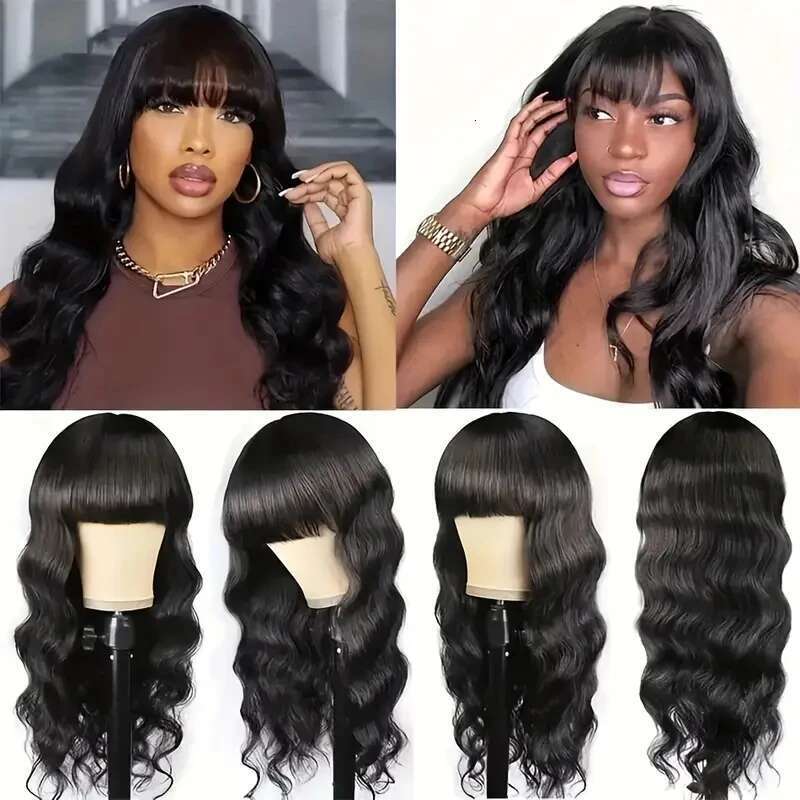 HAIRTIME Wholesale Wig Bang Wig,Cuticle Aligned Peruvian Human Wig, Virgin Hair Vendor Body Wave Wigs W