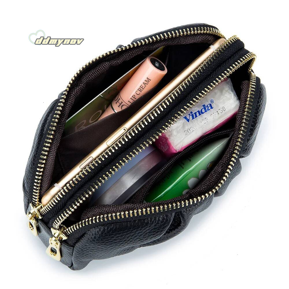 New 2021 Versatile Lady Wallet Contrast Color Key Ring Chain Style Real Top Layer Cow Leather Zipper Coins Pocket Purse ddmynov