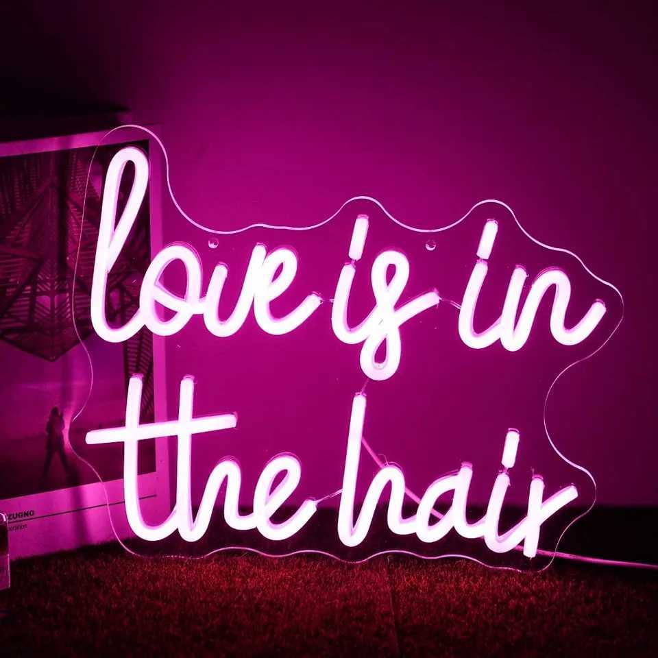 One Piece Love in Hair Neon Adjustable Pink Letter Neon Hair Salon Sign LED Neon Barber Shop Beauty Salon Decoration W250526